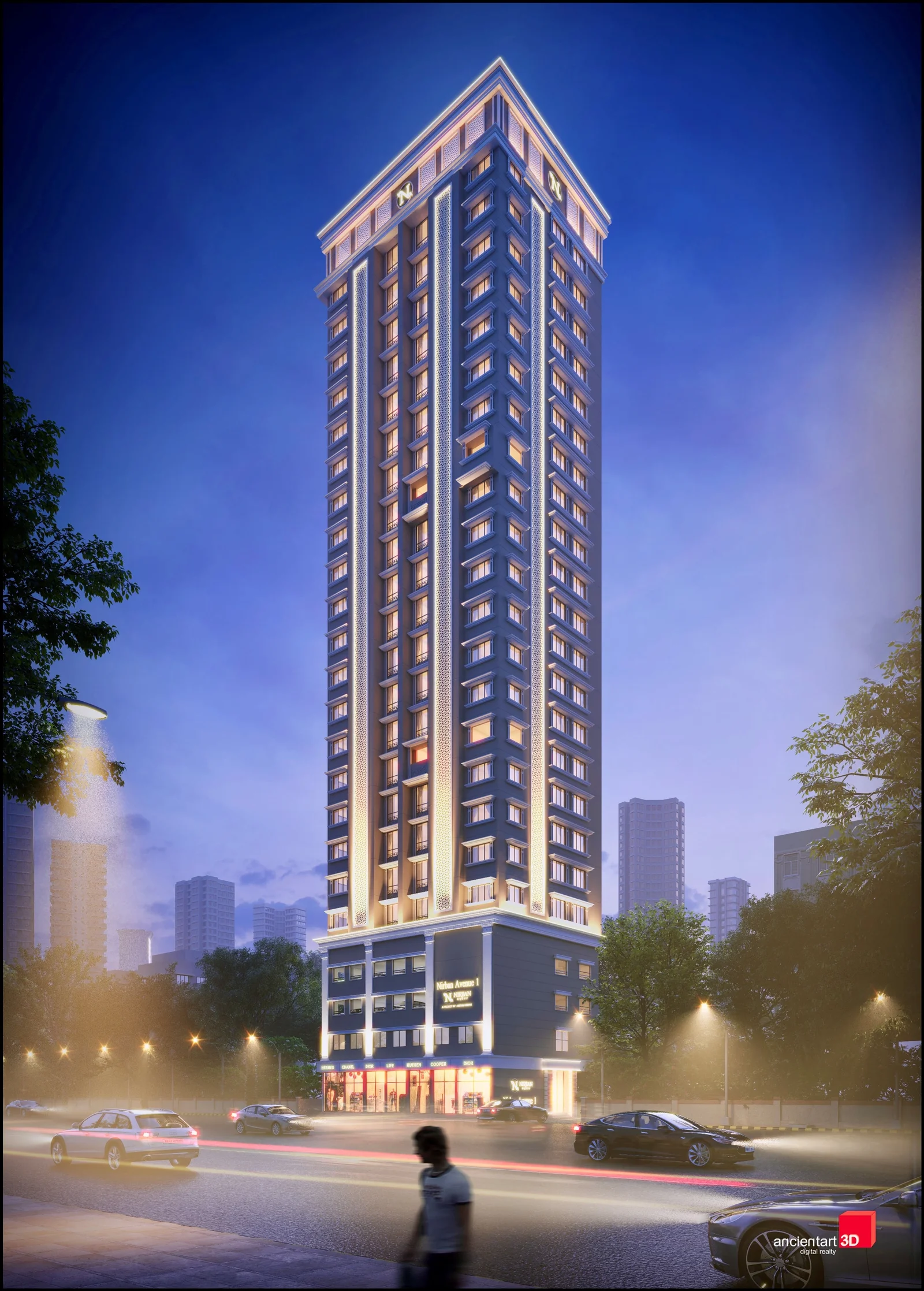 Nirban Avenue 1 Night Elevation
